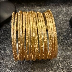 Natasha Couture Gold Textured Bracelets, size L, new